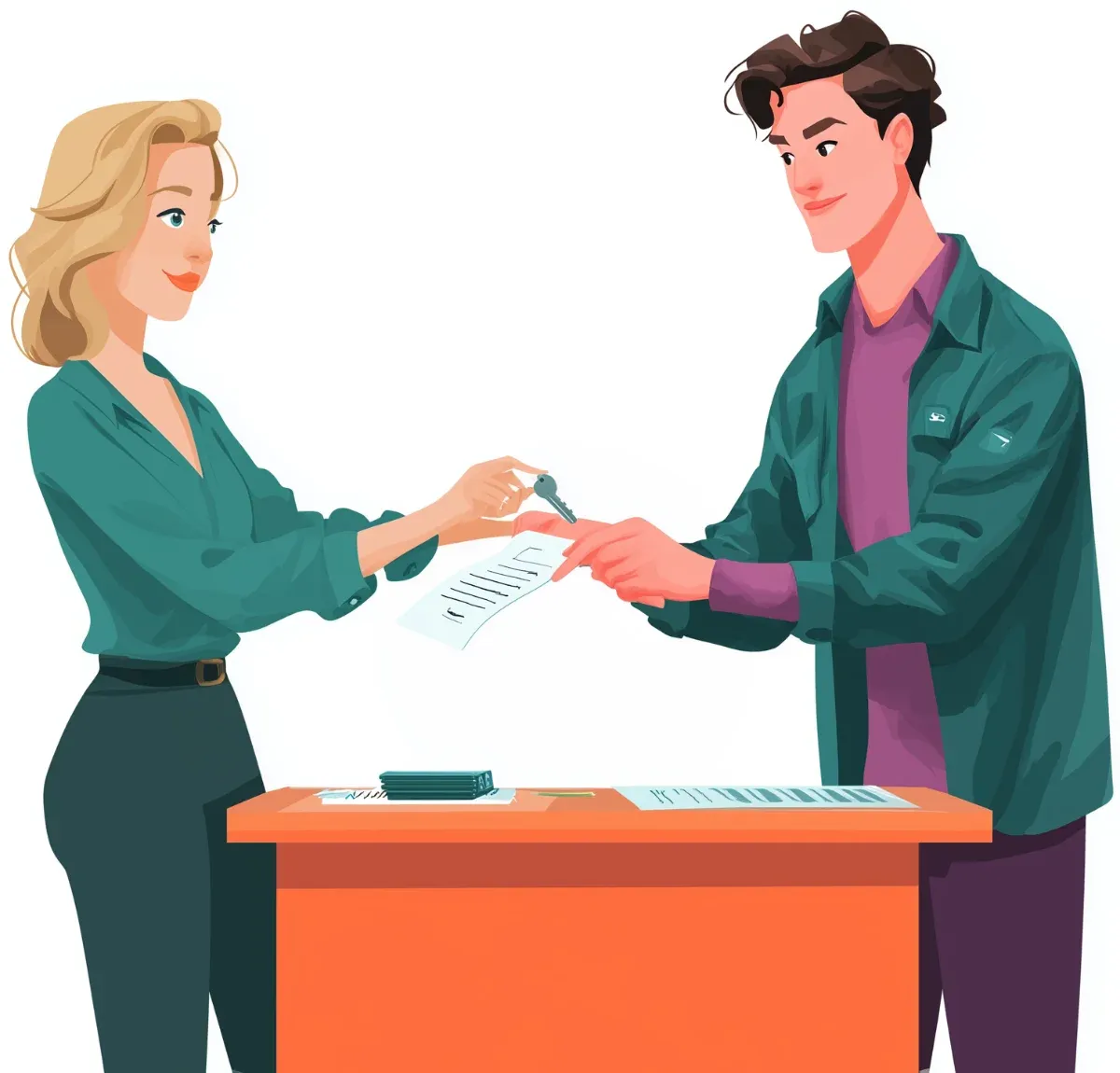 Conveyancer handing keys to a buyer